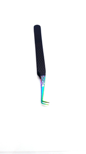 Pinces à cils professionnelles de précision, pointe lisse, manche arc-en-ciel, design dégradé noir, antidérapantes, ergonomiques, emballage personnalisé - Product Image 3