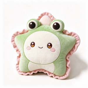 Almohada de Peluche Personalizada en Forma de Estrella de Oveja, Juguete de Peluche Suave con Borde Rosa con Volantes - Product Image 1