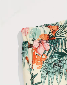 Men's Woven Tropical Print Breathable Casual Drawstring Elastic Waist Shorts for Summer Outings and Beach Vacations - Product Image 5