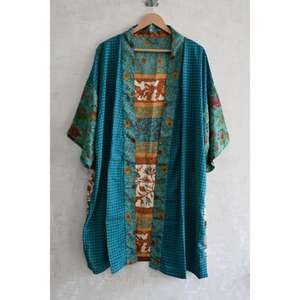 ชุดกิโมโนผ้าไหมปะติดปะต่อสำหรับผู้หญิง ชุดนอนยาวสไตล์โบโฮเซ็กซี่ ชุดนอนนุ่มเบาสบาย - Product Image 1