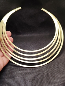 Handmade Gold Plated Brass Hasli <b>Necklace</b> with Natural Stone Bezel Setting for Women | Traditional Wedding Jewelry - Product Image 4