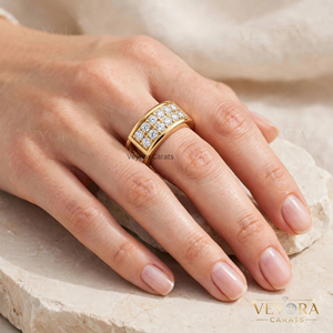 Bague sophistiquée en moissanite double pavé, en argent sterling 925 massif, design élégant pour l'amélioration de la bague Oura - Product Image 3
