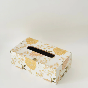 <b>Floral</b> Pattern Tissue <b>Box</b> White Gold Pink Flower Design Convenient Paper Cover - Product Image 2