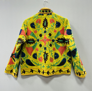 Suzani Embroidered Velvet Winter <b>Jacket</b> | Handmade <b>Short</b> Festival Coat | Ethnic Bohemian Outerwear | Winter Kimono <b>Jacket</b> - Product Image 2