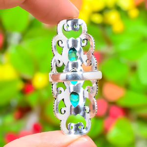 Bague turquoise bleue de créateur, argent sterling 925, sertissage clos, faite à la main, pour elle, bijoux en pierres précieuses - Product Image 3