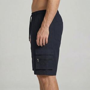 Pantalones Cortos Cargo Beige para Hombre, Cintura Media, con Cordón, Estilo Casual, con Bolsillos, Tela de Algodón Transpirable - Product Image 4