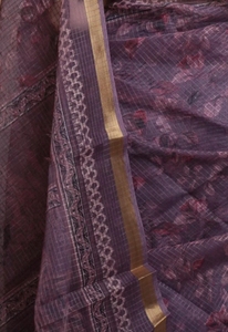 Sari de mariage d'automne en polyester imprimé Kota Doria sans plis pour femme KV avec chemisier non cousu - Product Image 6