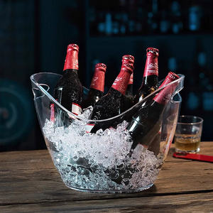 Elegant Ice Bucket for Whiskey Wine and Champagne Lightweight Beverage Cooler Tub for Indoor Outdoor Use Oval <b>Acrylic</b> Buckets - Product Image 4