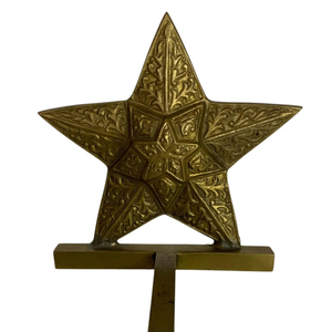 Handcrafted Luxury Golden Brass Made Star <b>Stocking</b> <b>Holder</b> With Sturdy Metal Base For Festive Christmas Mantle Decoration - Product Image 6