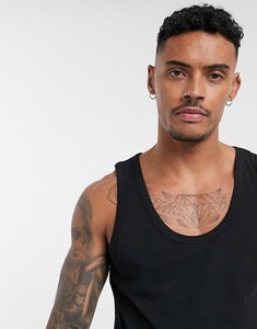 Men's <b>Black</b> Solid Color Cotton <b>Tank</b> <b>Top</b> O-Neck Casual Sleeveless Vest <b>Knitted</b> Plain Dyed Fit Style - Product Image 3