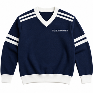Ajoutez vos pulls personnalisés de haute qualité à col en V pour les universités, avec logos, en tricot, type cardigan. - Product Image 3