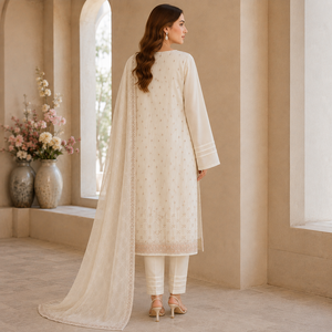 Ensemble Salwar Kameez Traditionnel Brodé en Chiffon Premium pour Femme, Longueur Standard, Broderie Fil Doré, Coupe Classique, Infroissable - Product Image 5