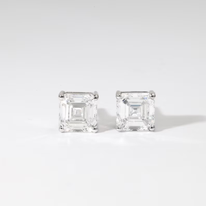 ต่างหูเพชรทรง Asscher Cut ขนาด 1 ถึง 3 กะรัต แบบ Solitaire ทองคำแท้ 14K ดีไซน์คลาสสิกเหนือกาลเวลา เหมาะสำหรับเป็นของขวัญ - Product Image 1