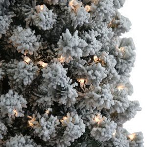 7.5ft Green Flocking PVC Christmas <b>Tree</b> with Pointed Pencil Shape 350 Warm Color Clearance <b>Lights</b> 641 Branches Clearance Sale - Product Image 4