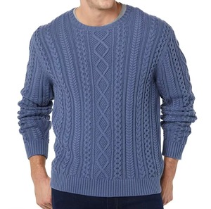 Men's Crew Neck Long Sleeve Rib Cable Knitwear Jumper 100% Cotton Winter <b>Pattern</b> Custom Front Color Breathable Anti-Wrinkle - Product Image 4