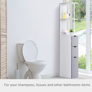 Mobiletto portaoggetti da bagno bianco autoportante a 2 livelli con cassetti, altezza 55 pollici, per uso domestico o ospedaliero - Product Image 5