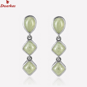 Perfect design trendy girls 925 sterling <b>silver</b> prehnite gemstone bezel setting <b>earring</b> for anniversary - Product Image 2