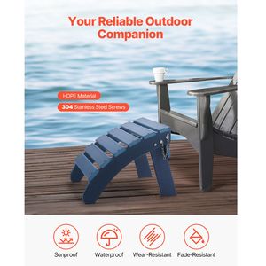 Set di 2 Pouf Adirondack 47,5L X 48,1L X 35,1H Pollici in Plastica HDPE Pieghevole Resistente alle Intemperie per Arredamento da Giardino - Product Image 4