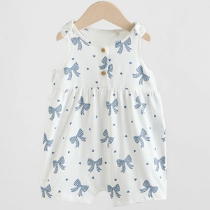 Nouvelle combinaison barboteuse pour bébé fille, motif Père Noël, manches courtes, en tissu gaufré, tendance et mignonne, idéale pour l'été, en promotion en ligne, Inde - Product Image 3