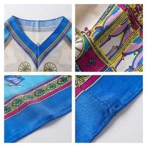 Women's <b>Square</b> <b>Silk</b> <b>Scarf</b> Blue Floral Print Luxury Fashion Accessory All Seasons Multi-Functional - Product Image 4