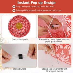 3-Piece Pre-Lit Pop-Up Christmas <b>Ball</b> Set with Warm White <b>LED</b> Lights for Tree Ornaments - Product Image 6