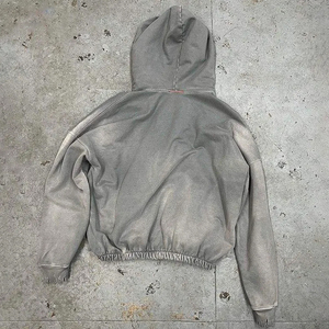 Sweat-shirts à capuche zippés surdimensionnés personnalisés pour hommes, effet délavé et vieilli, 100 % coton mélangé, style vintage hiver, coupe-vent et respirant - Product Image 5