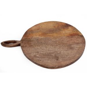 Planche à découper ronde en bois de manguier durable avec poignée pour la cuisine, présentoir de comptoir, planche à fromage antidérapante, prix usine - Product Image 1