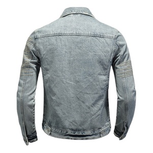 Chaqueta de Mezclilla Azul para Hombre, Cierre de Botones, Corte Regular, Color Sólido, Diseño con Costuras Decorativas, Lavado a la Piedra, para Otoño - Product Image 2