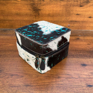 Nueva moda Vintage occidental elegante hecho a mano metálico pelo ocultar piel cuero cajas de joyería lindo viaje esencial mínimo - Product Image 4