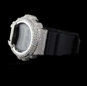 Montre personnalisée G-Sh0 Mod avec lunette sertie de diamants Moissanite VVS, style Hip Hop Bust Down de luxe - Product Image 2