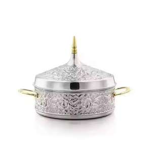 Cazuela Aislada de Lujo con Diseño de Mármol, Tapa y Asa Dorada, Recipiente para Calentar Comida, Tazón para Servir, Artículo de Regalo - Product Image 5