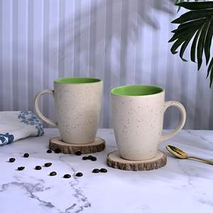 แก้วกาแฟเซรามิกสองสี ทันสมัย หรูหรา ทนทาน พกพาสะดวก ขนาด 350 มล. เป็นมิตรกับสิ่งแวดล้อม สีเบจ-เทา ลายป่า สำหรับสำนักงาน ของขวัญ สีเขียว - Product Image 1