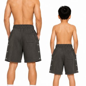 Shorts de sport décontractés pour hommes et garçons, avec cordon de serrage sur le côté, gris foncé - Product Image 2
