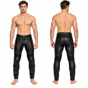 Pantalones de Motocicleta de Cuero Genuino para Hombre, Ajustados, Protectores, de Cuero Vacuno, Venta al Por Mayor - Product Image 3