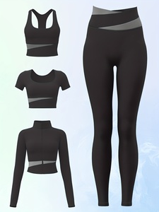 Ensemble de vêtements de sport Atlaset Premium en trois pièces pour femmes, tenue de gym, combinaison de fitness sans couture, leggings taille haute, soutien-gorge de sport, manches longues - Product Image 3
