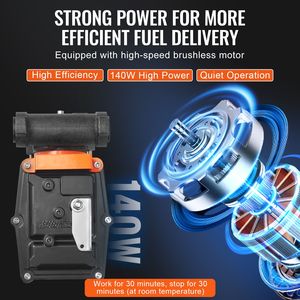 Pompa Elettrica Portatile per Trasferimento Diesel 12V/24V DC 15 GPM 1/4 HP con Spegnimento Automatico e Ugello Carburante con Ingresso Lungo - Product Image 5