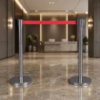 Barrière de gestion de file d'attente en acier inoxydable avec ceinture rétractable pour hôtels, banques, aéroports et événements