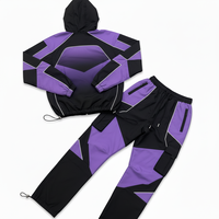 Conjunto Deportivo Casual para Hombre, con Capucha y Cremallera, de Manga Larga, Ligero y Transpirable, Diseño Color Block, Moda Primavera, Dos Piezas