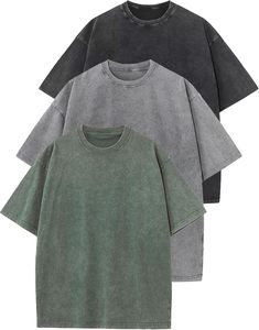 เสื้อยืดคอตตอนสีพื้นทรงโอเวอร์ไซส์ แขนสั้น คอกลม สไตล์ลำลองสำหรับผู้ชาย ผ้าเจอร์ซีย์แบบซักแล้ว ทรงพอดีตัว - Product Image 5