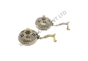 Quemador de Incienso de Latón Portátil, Incensario Aromático con Tapa Floral Grabada, Difusor de Varilla Larga, Pequeño, Orgánico, para Rituales en el Hogar en Todas las Estaciones - Product Image 5