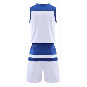 PITCHER INTERNATIONAL Ensemble de maillots de basket-ball unisexe blanc et bleu, col en V, sans manches, en polyester respirant, pour adultes - Product Image 3