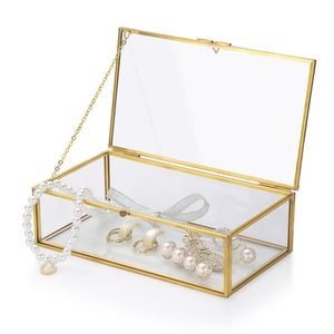 Boîte à bijoux en verre avec bordure en laiton personnalisée, organisateur transparent, conteneur de rangement décoratif moderne pour table, boîte à chocolat de mariage - Product Image 5