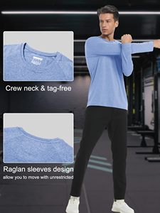 T-shirt de performance à manches longues pour hommes, fabrication OEM ODM sur mesure, fabricant de vêtements de sport en gros, t-shirts athlétiques à manches longues pour hommes - Product Image 4