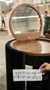 All-in-One Corner <b>Vanity</b> Set for Girls - Modern Oak Wood <b>Makeup</b> Table with Mirror & Chair Bulk Offer - Product Image 6