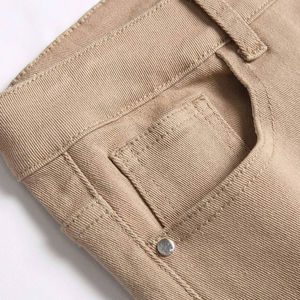 Shorts en jean foncé brodés pour homme KY, coupe décontractée, bords bruts, style streetwear, pour l'été - Product Image 3