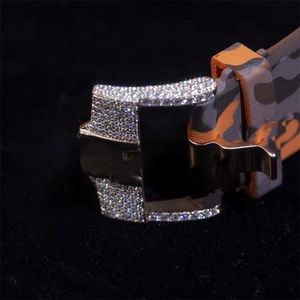 Luxury ETA Automatic Moissanite Analog Rubber Band Business Hip Hop Men's <b>Watch</b> with Iced Out Diamonds - Product Image 5