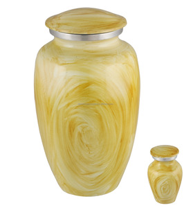 Urna Funeraria Clásica Moderna Hecha a Mano de Latón y Aluminio con Diseño de Ondas de Fuego para Cenizas Humanas - Product Image 3