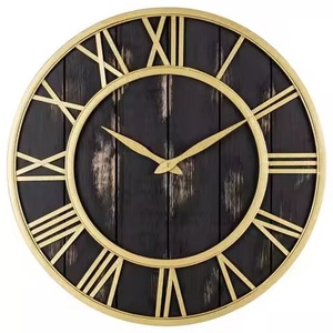 Horloge murale ronde en métal minimaliste avec chiffres romains, design géométrique abstrait, mouvement à quartz analogique, engrenages mobiles, décoration de salon - Product Image 4