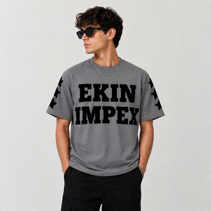 T-shirt surdimensionné personnalisé pour homme, 240 GSM, coton lourd, impression en relief, streetwear, t-shirt avec logo haute densité, fabrication OEM - Product Image 3