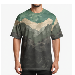 Camiseta de sublimación para hombre con estampado de montaña, estilo oversized, para actividades al aire libre - Product Image 4